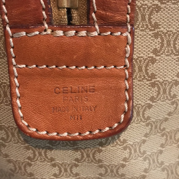 Celine Tan and Brown Satchel with Patterned Scarf - Picture 5 of 16